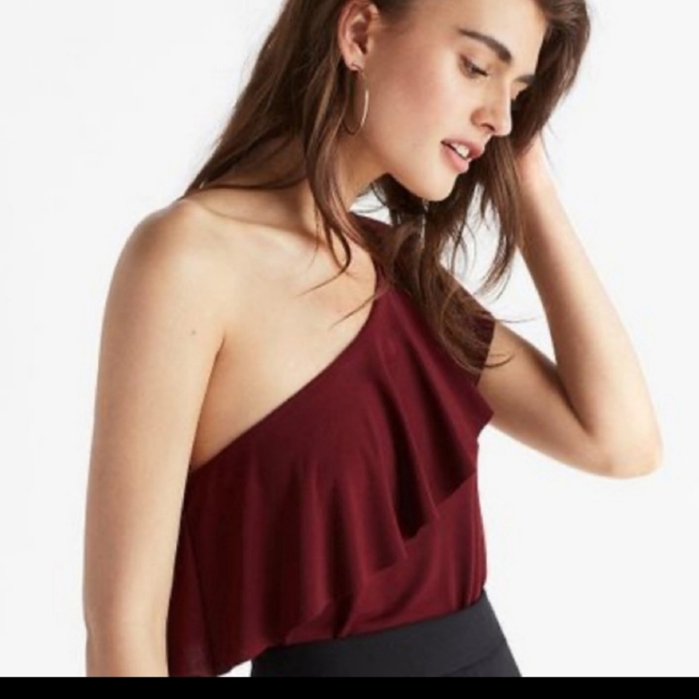 NWT Express One-Shoulder Ruffle Top
